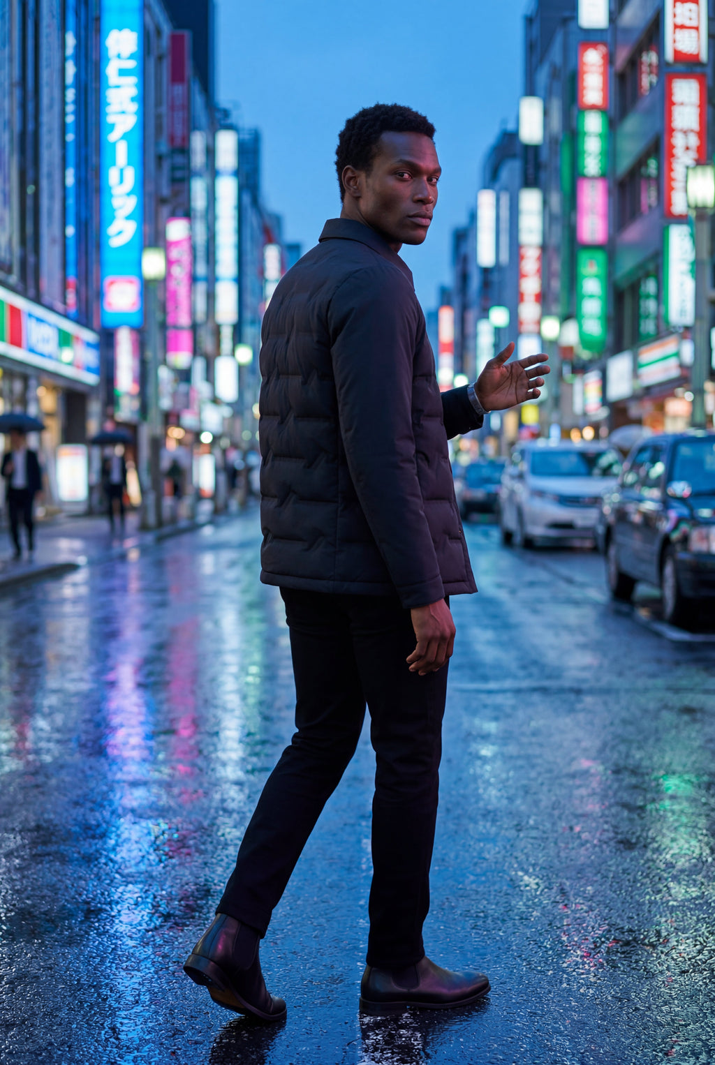 Liam | Chevron Quilted Snap-front Puffer Shirt Jacket