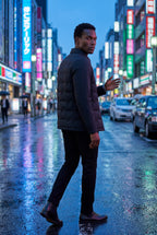 Liam | Chevron Quilted Snap-front Puffer Shirt Jacket