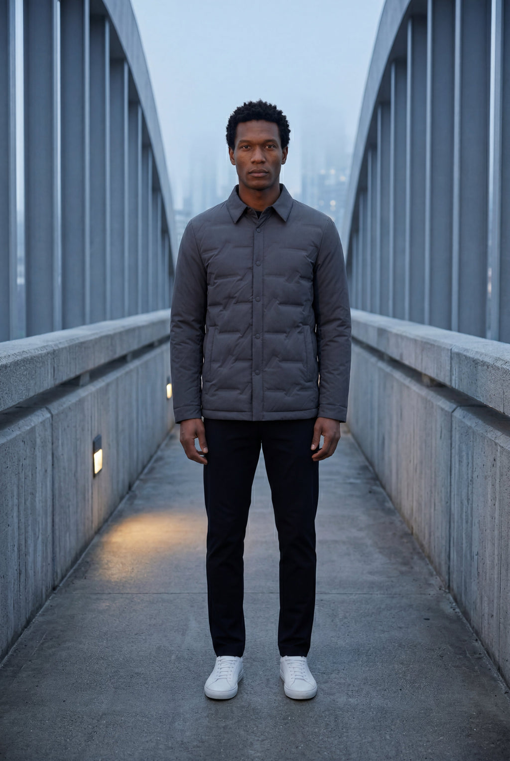 Liam | Chevron Quilted Snap-front Puffer Shirt Jacket