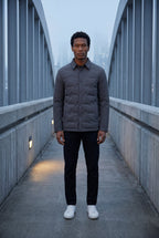 Liam | Chevron Quilted Snap-front Puffer Shirt Jacket