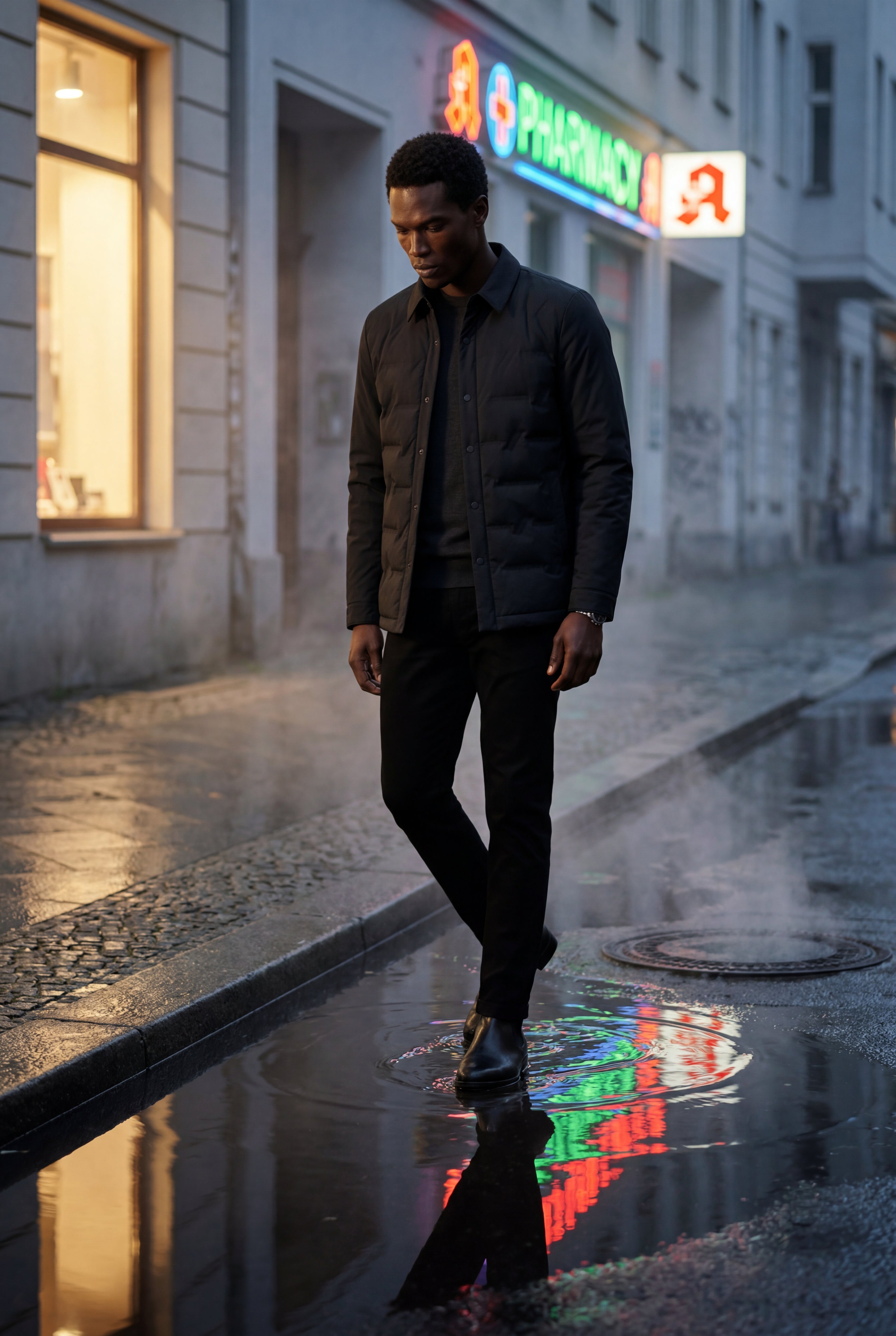 Liam | Chevron Quilted Snap-front Puffer Shirt Jacket