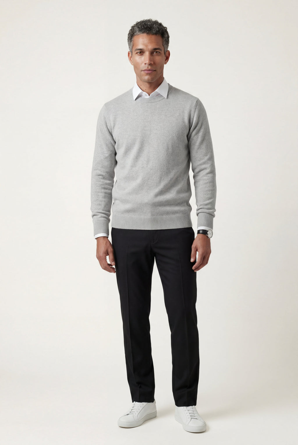 Classic Crew Neck Pullover Sweater with Ribbed Trim |  James