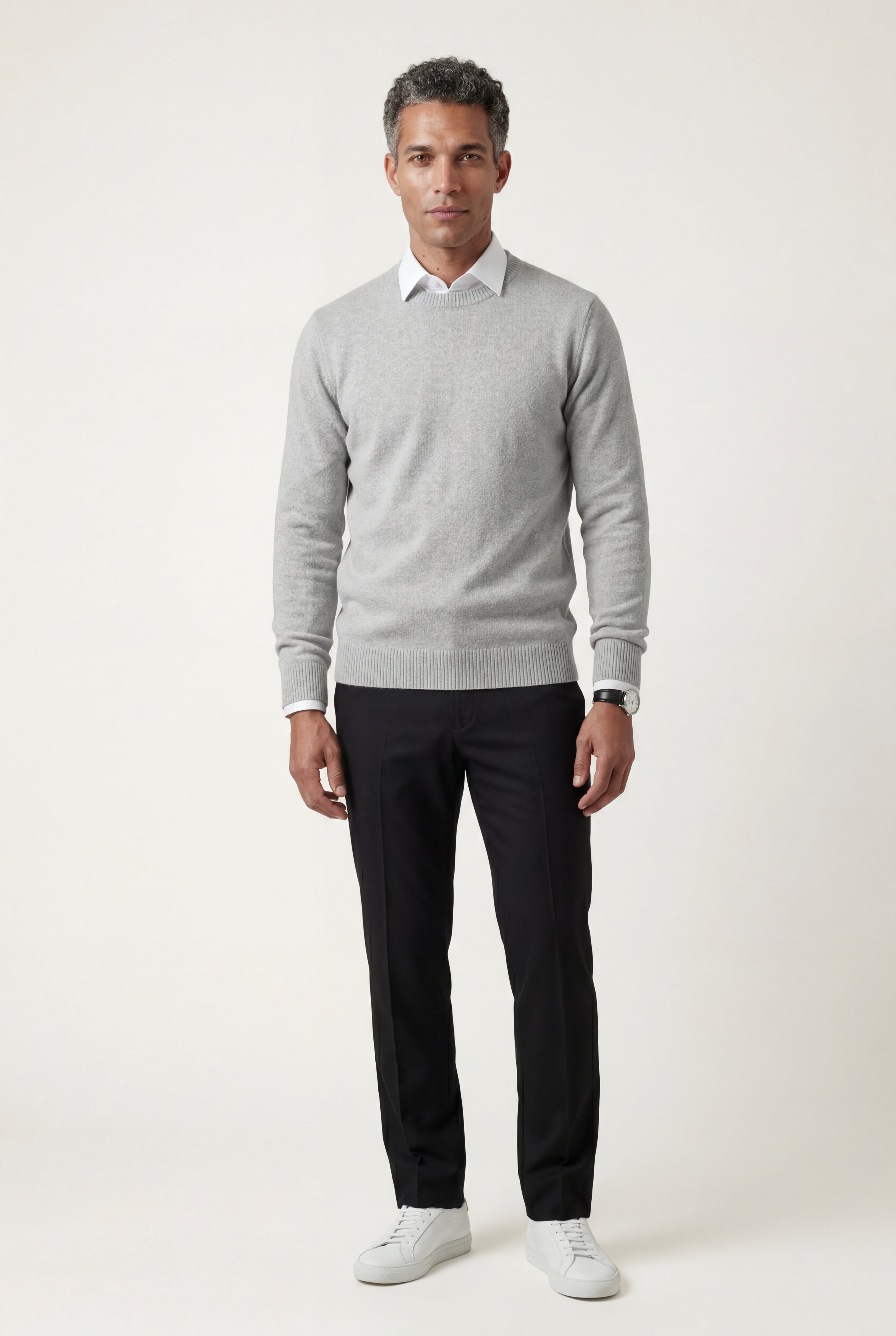 Classic Crew Neck Pullover Sweater with Ribbed Trim |  James