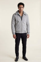 Gio | Collar Bomber Jacket with Ribbed Sleeves
