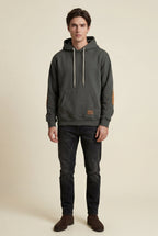 Liam | Contrast Elbow Patch Pullover Hoodie with Drawstring Hood