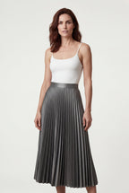 Alessia | High-waisted A-line Pleated Midi Skirt For Women