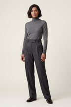 High-waisted Pleated Straight-leg Trousers