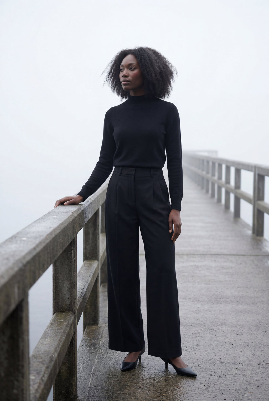 High-waisted Pleated Straight-leg Trousers