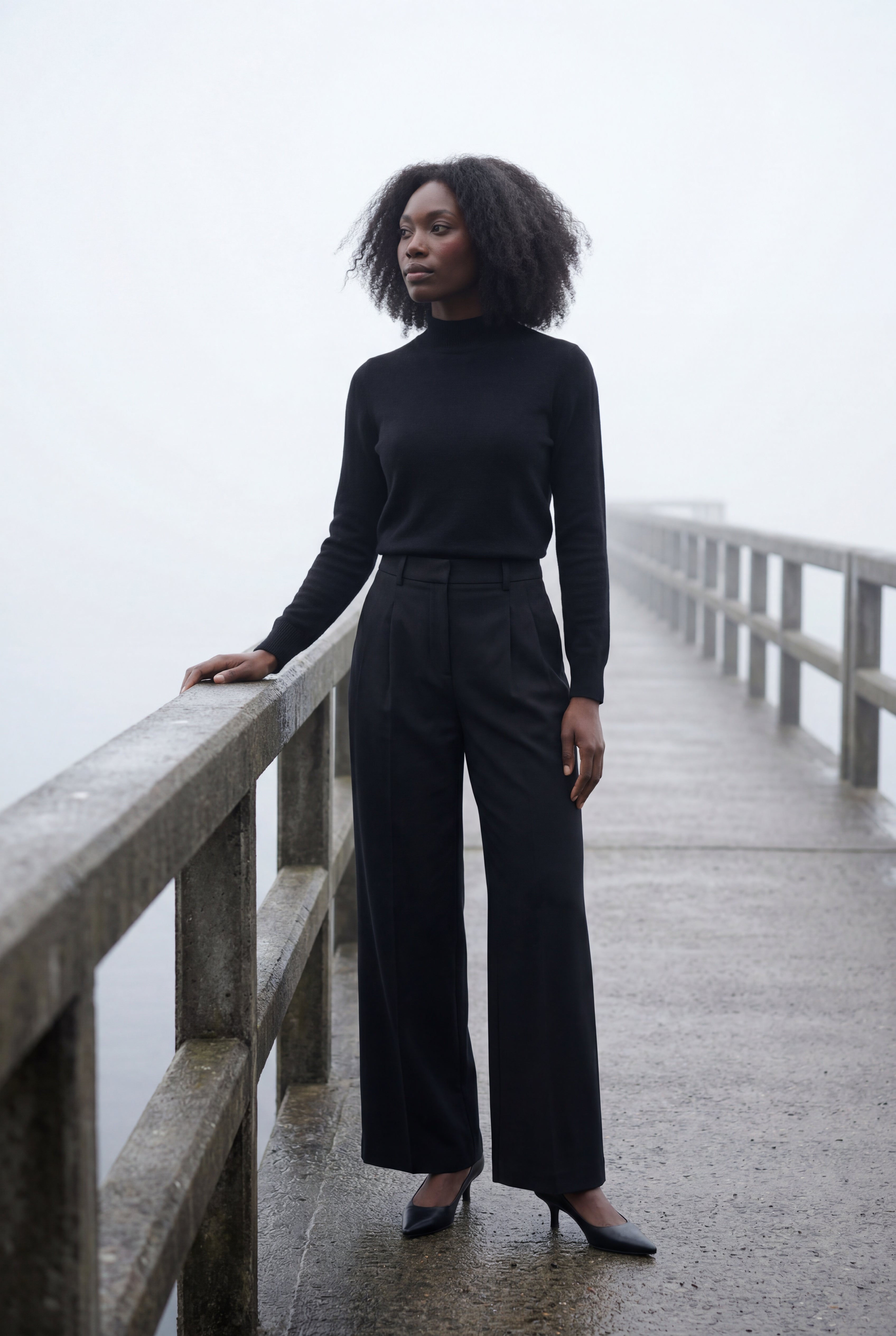 High-waisted Pleated Straight-leg Trousers
