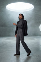 High-waisted Pleated Straight-leg Trousers
