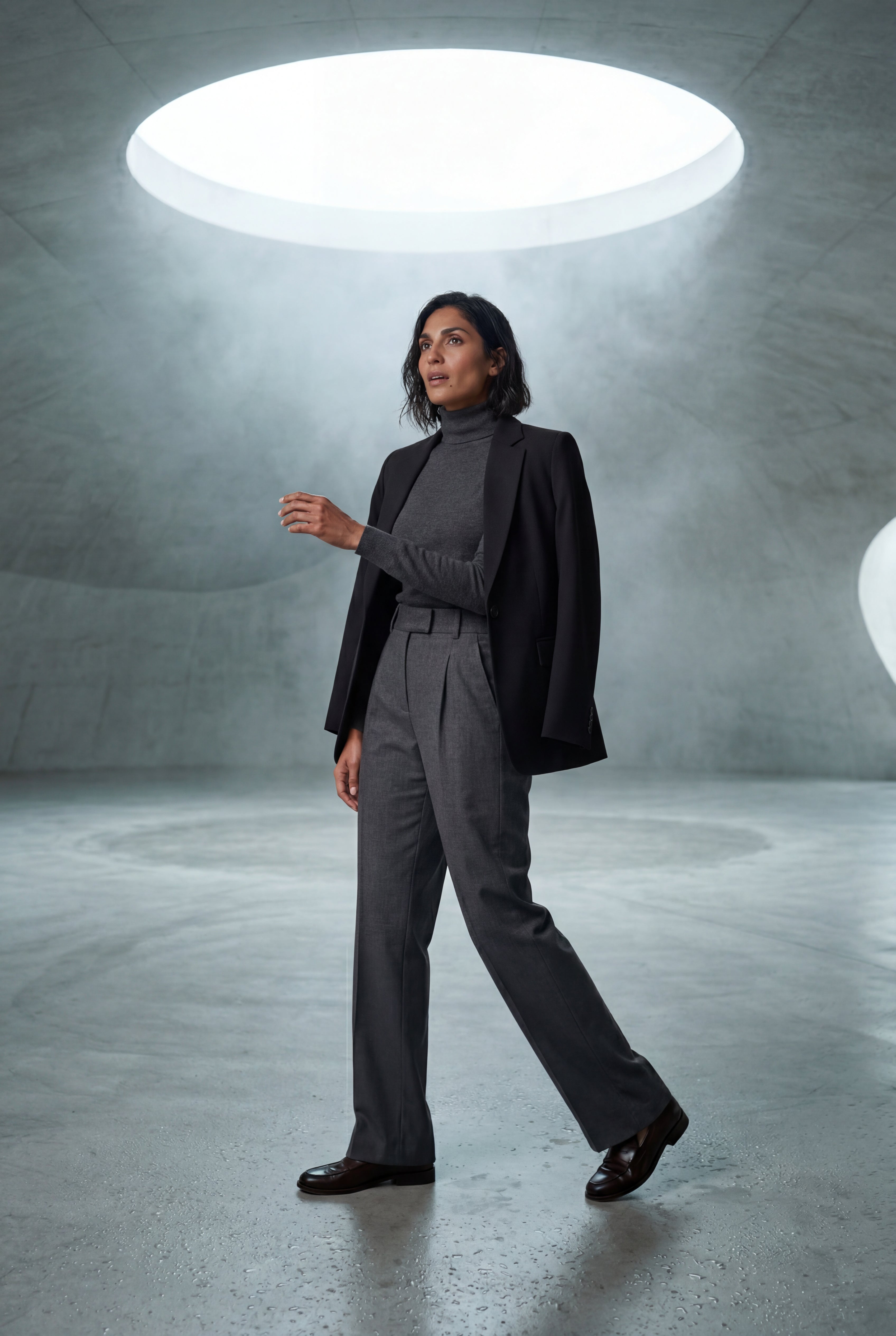 High-waisted Pleated Straight-leg Trousers
