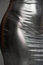 Elcevi | Liquid Metallic Bodycon Maxi Dress with Cami Straps For Women