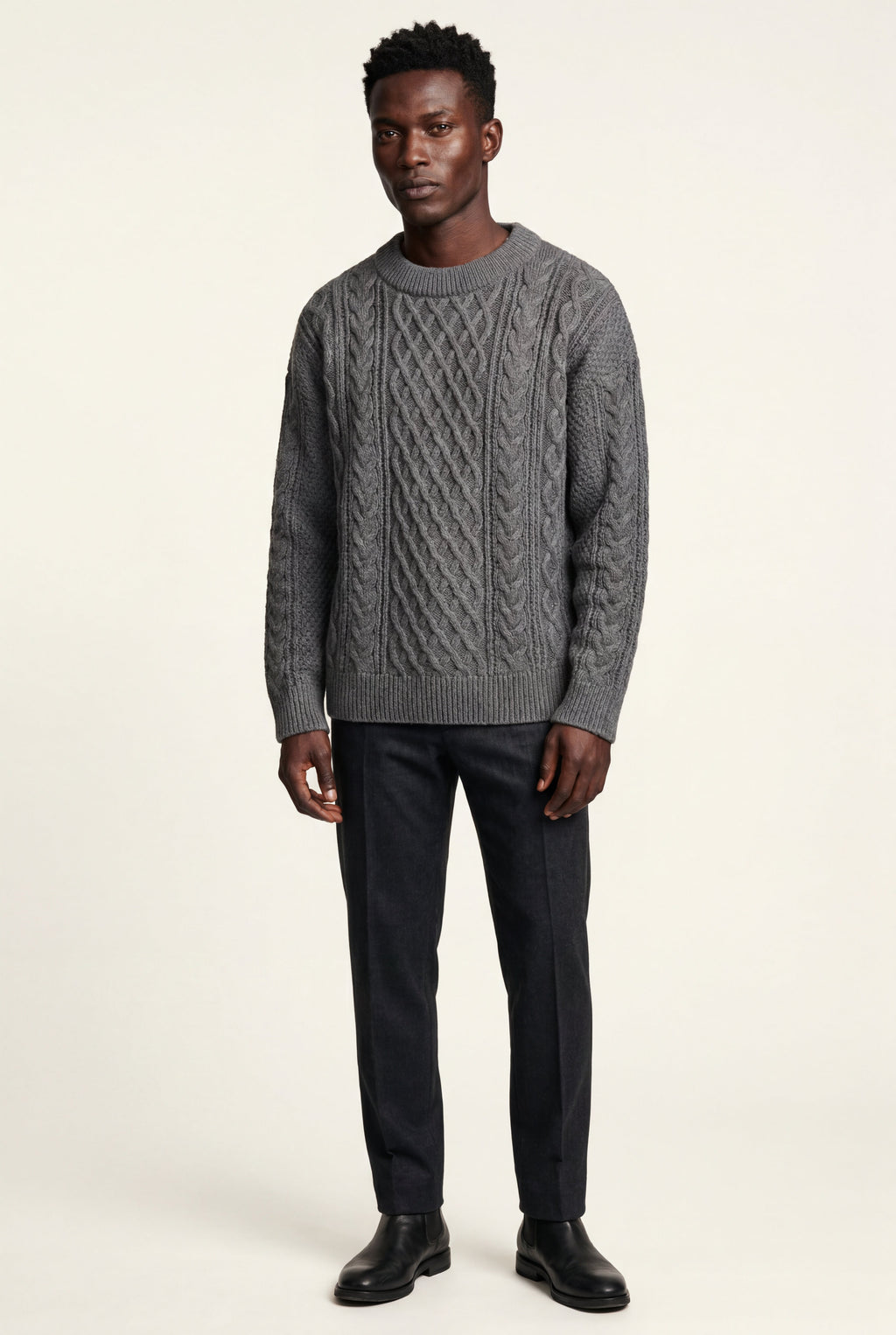 Men's Cable Crew Neck Classic Fit Sweater | James
