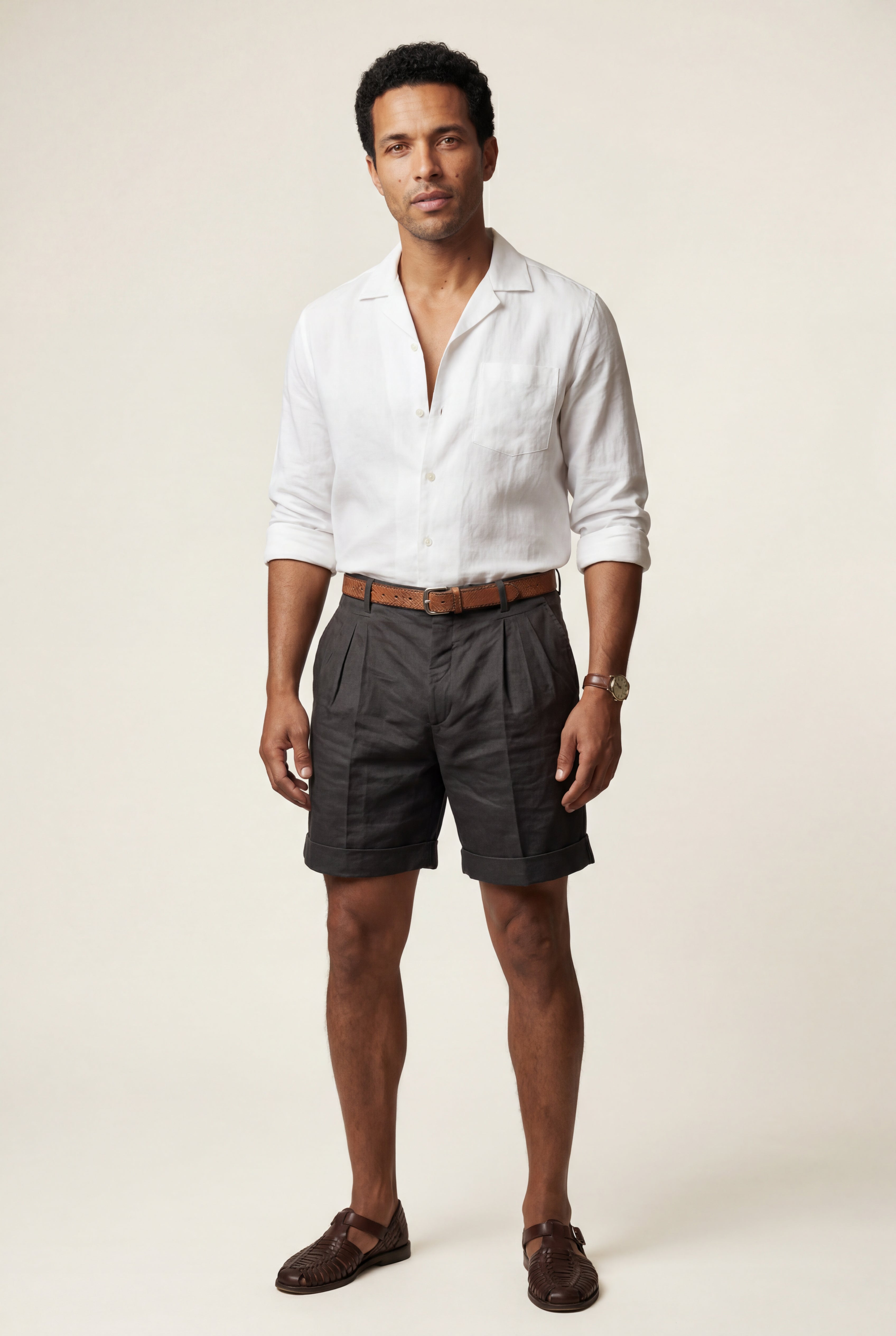 Gio | Men's Pleated Front Tailored Above-Knee Shorts