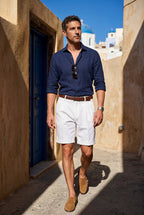 Elcevi | Pleated Front Tailored Above-Knee Shorts For Men