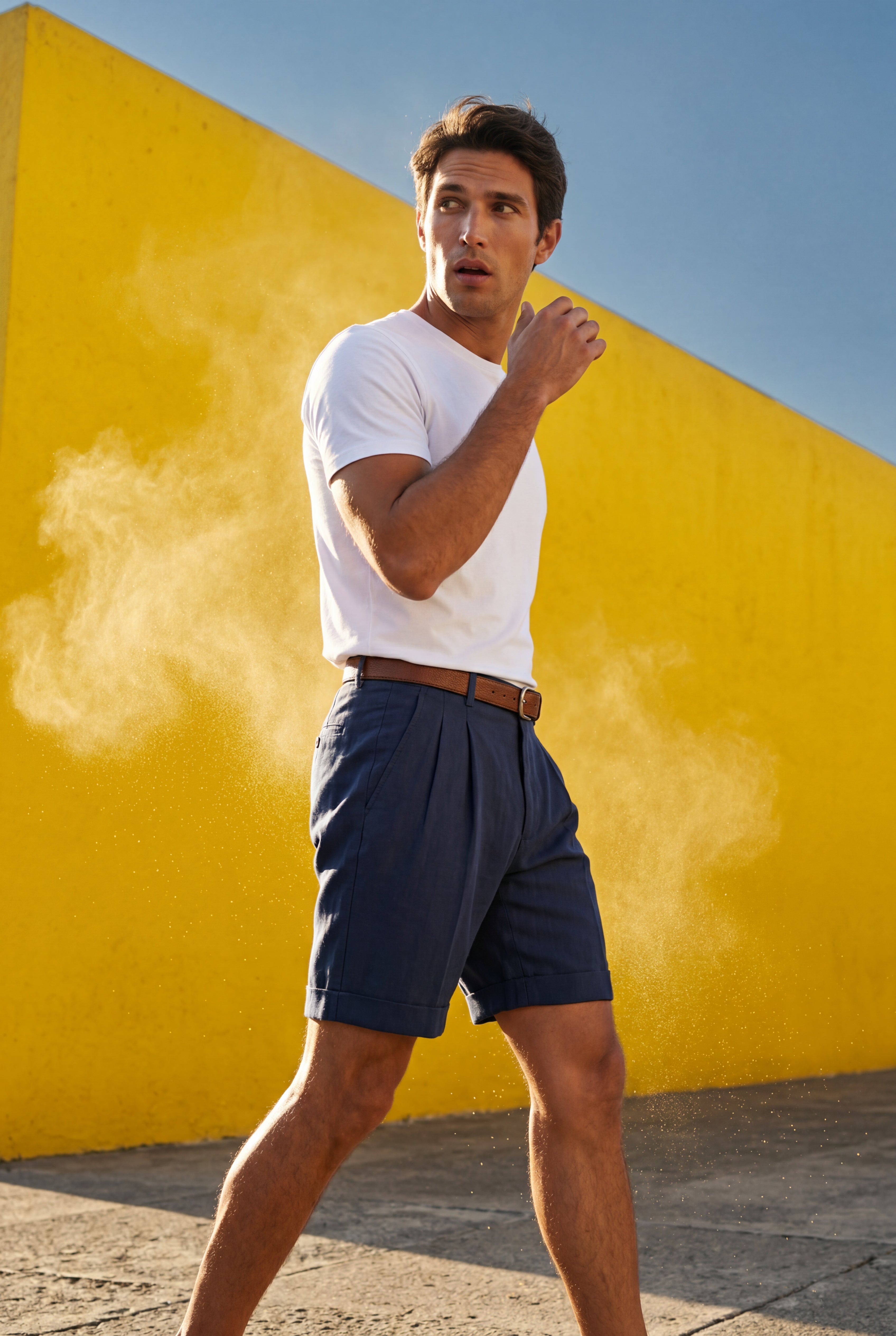 Elcevi | Pleated Front Tailored Above-Knee Shorts For Men