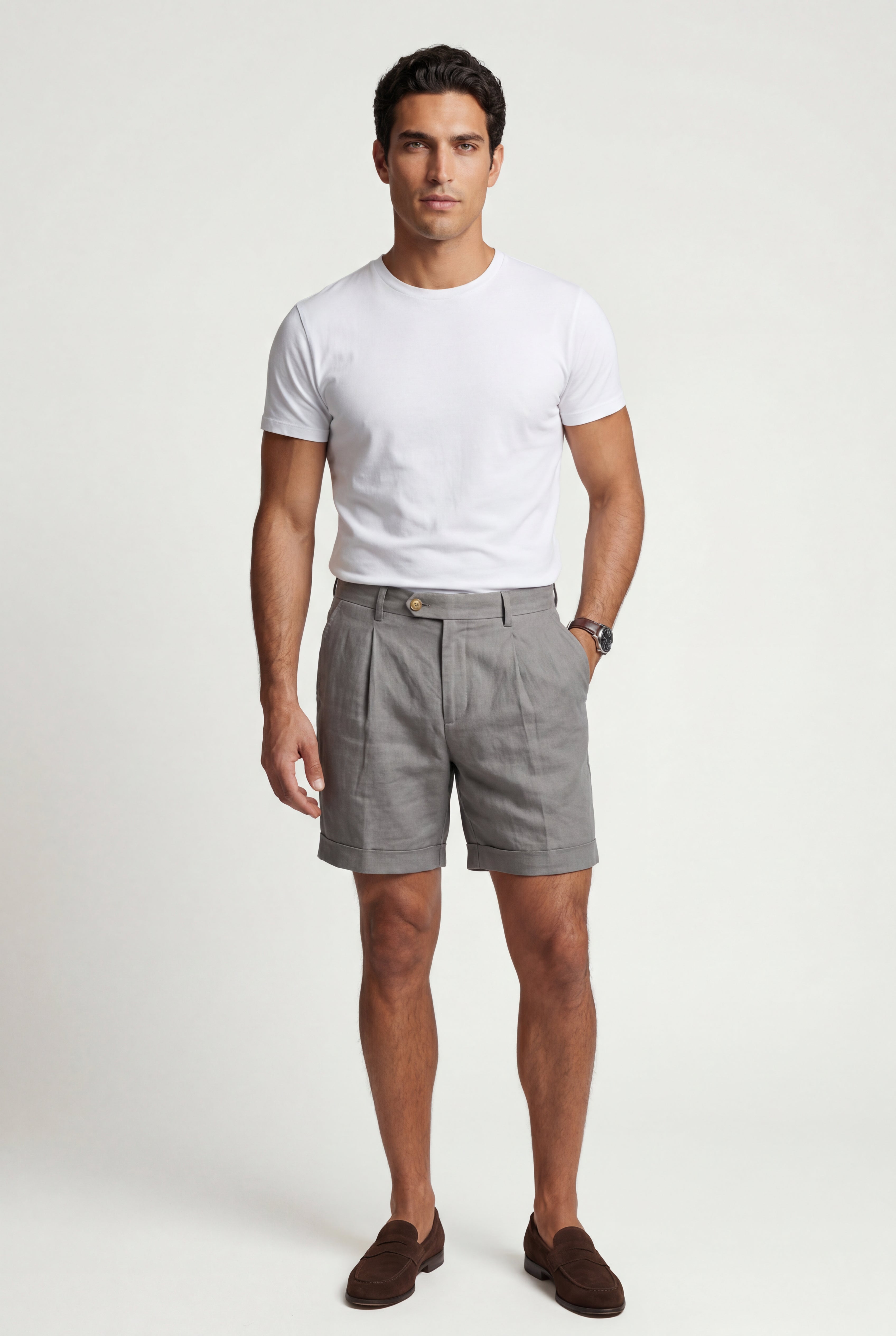 Gio | Men's Pleated Front Tailored Above-Knee Shorts