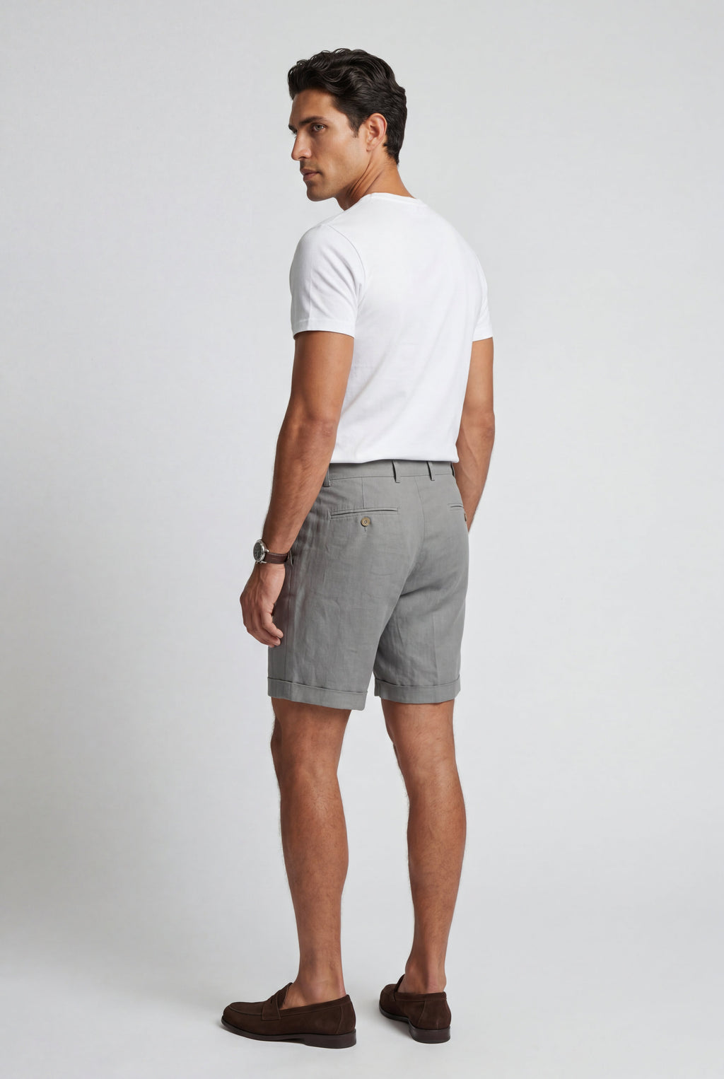 Elcevi | Pleated Front Tailored Above-Knee Shorts For Men