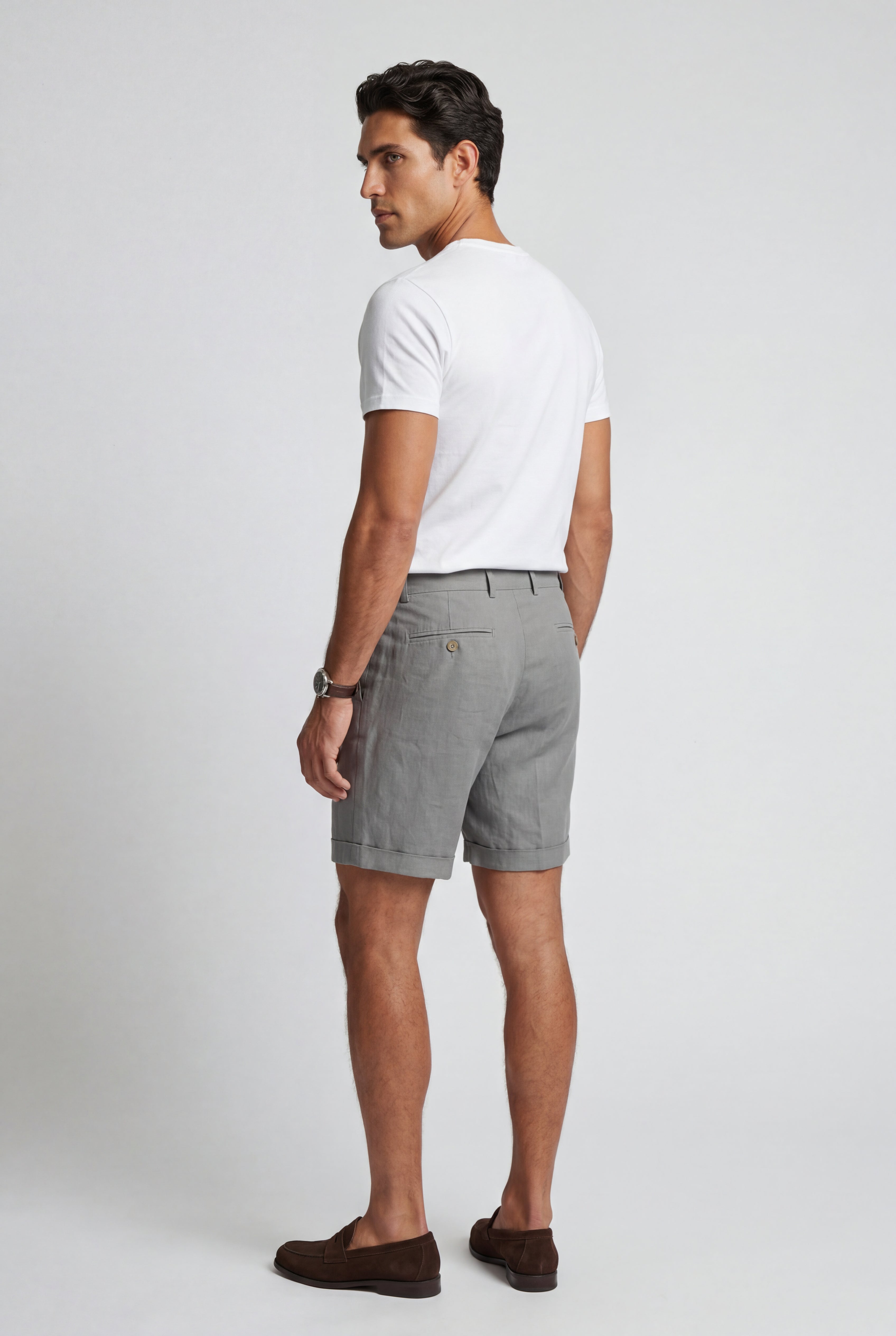 Elcevi | Pleated Front Tailored Above-Knee Shorts For Men