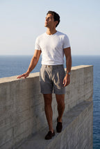 Elcevi | Pleated Front Tailored Above-Knee Shorts For Men