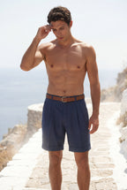 Elcevi | Pleated Front Tailored Above-Knee Shorts For Men