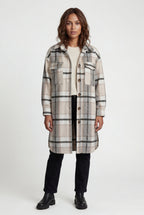 Kim | Oversized Plaid Shirt Coat with Patch Pockets