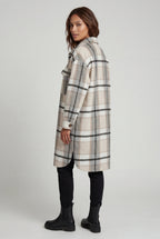 Kim | Oversized Plaid Shirt Coat with Patch Pockets