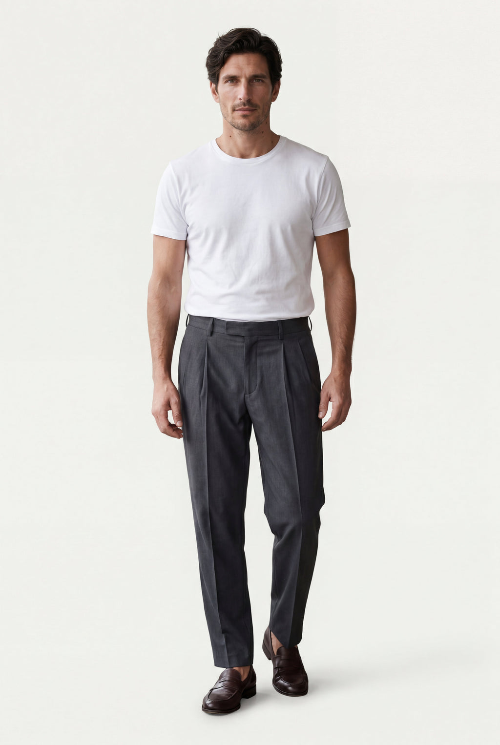 Liam | Pleated Straight Leg Tailored Dress Trousers