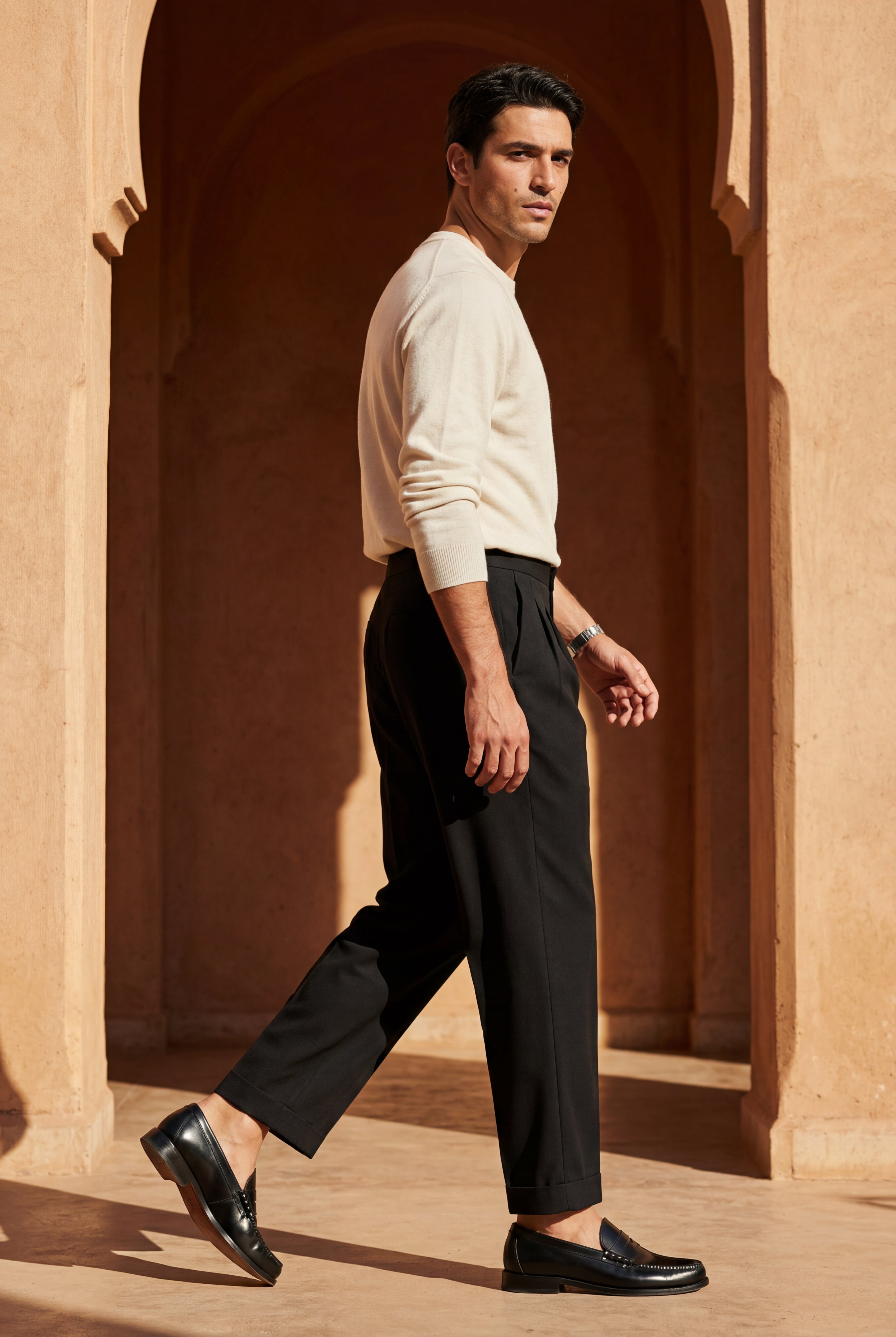 Liam | Pleated Straight Leg Tailored Dress Trousers