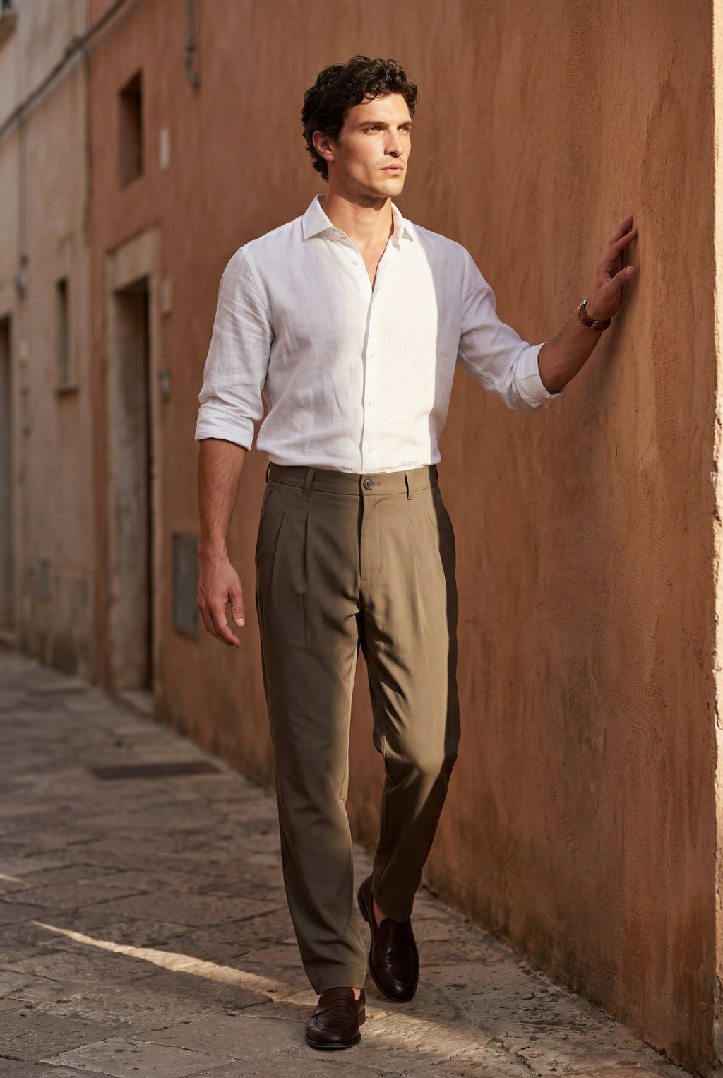 Liam | Pleated Straight Leg Tailored Dress Trousers