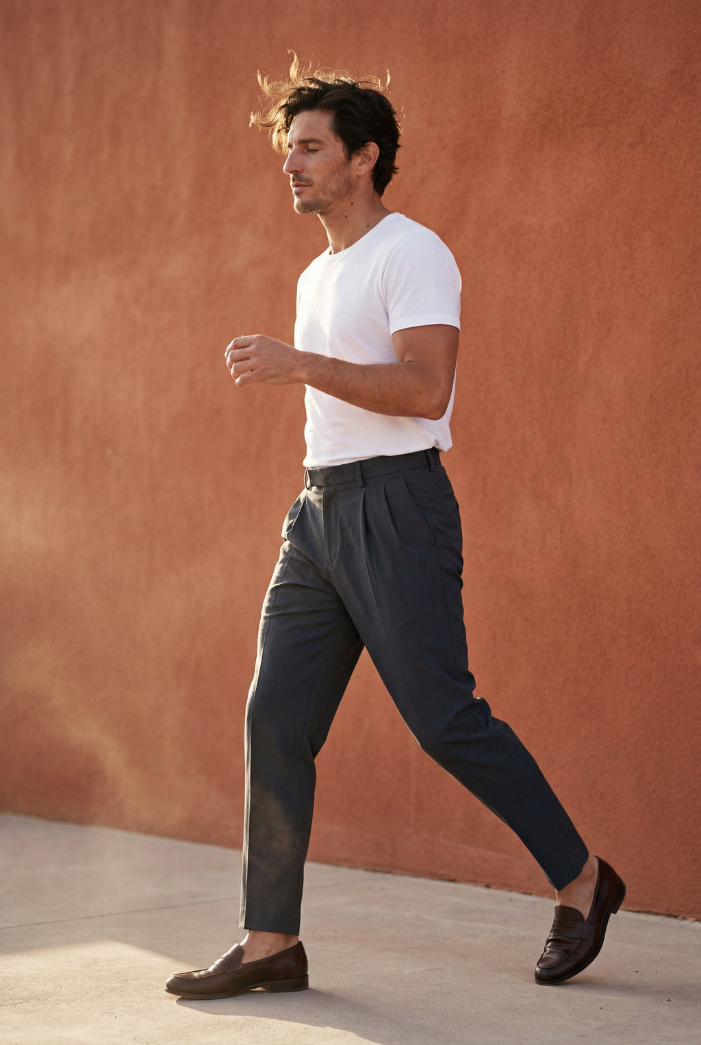 Liam | Pleated Straight Leg Tailored Dress Trousers