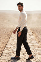 Liam | Pleated Straight Leg Tailored Dress Trousers