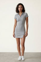 Alyssa | Ribbed Polo Button-placket Bodycon Mini Dress For Women