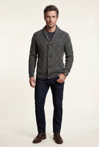 Liam | Shawl Collar Cable Button Cardigan
