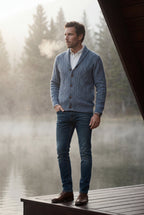 Liam | Shawl Collar Cable Button Cardigan