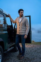 Liam | Shawl Collar Cable Button Cardigan