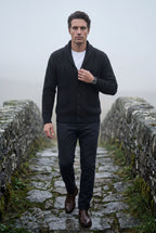 Liam | Shawl Collar Cable Button Cardigan