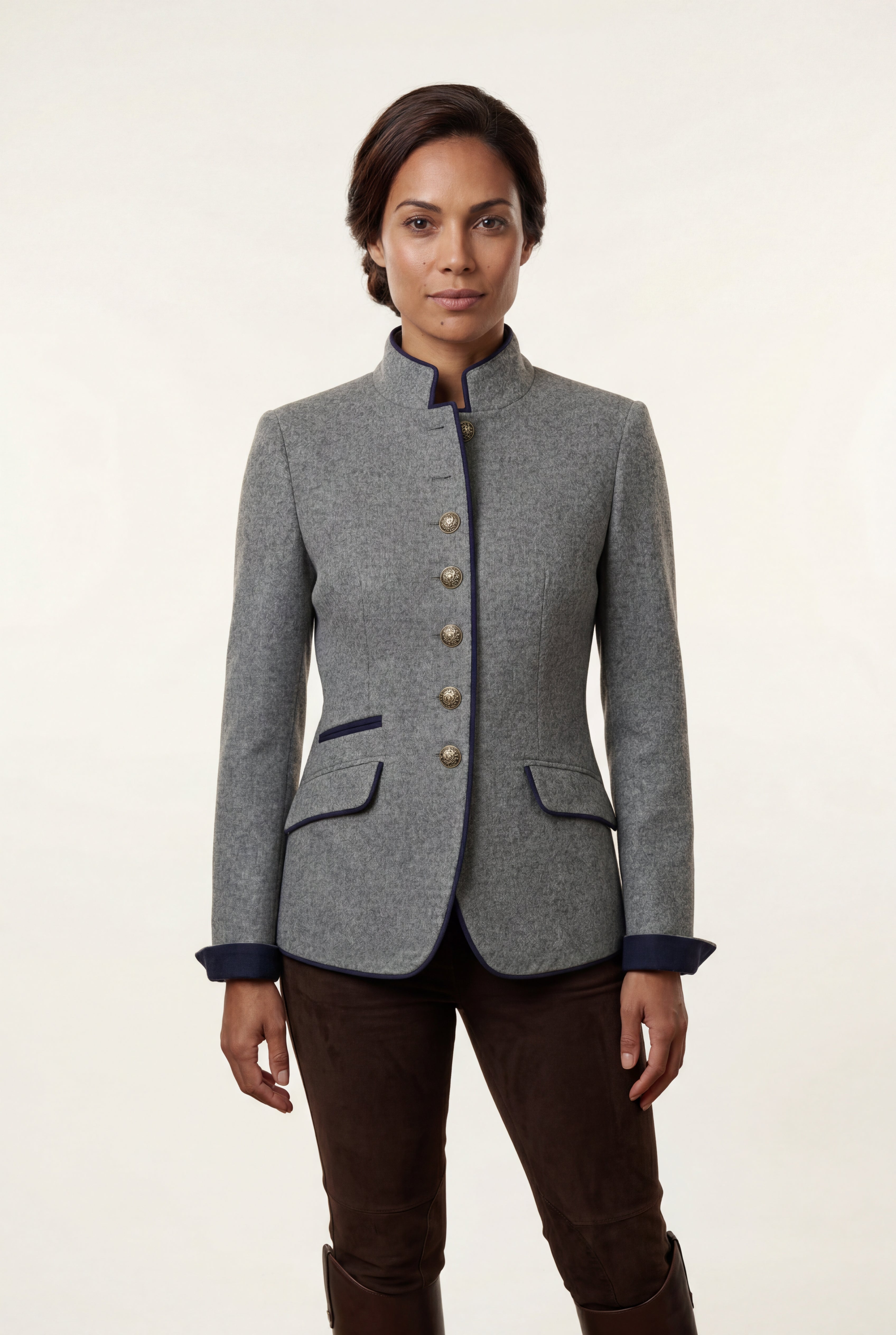 Structured Riding Jacket with Contrast Piping | Senna