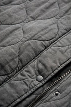 Washed Charcoal Quilted Bomber Jacket with Ribbed Trim | Senna
