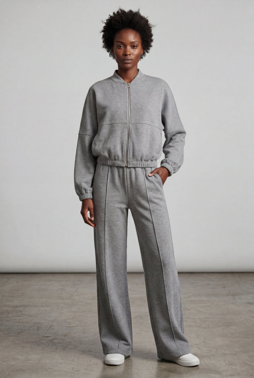Lucy | Zip-up Bomber Jacket Wide-leg Tracksuit Set