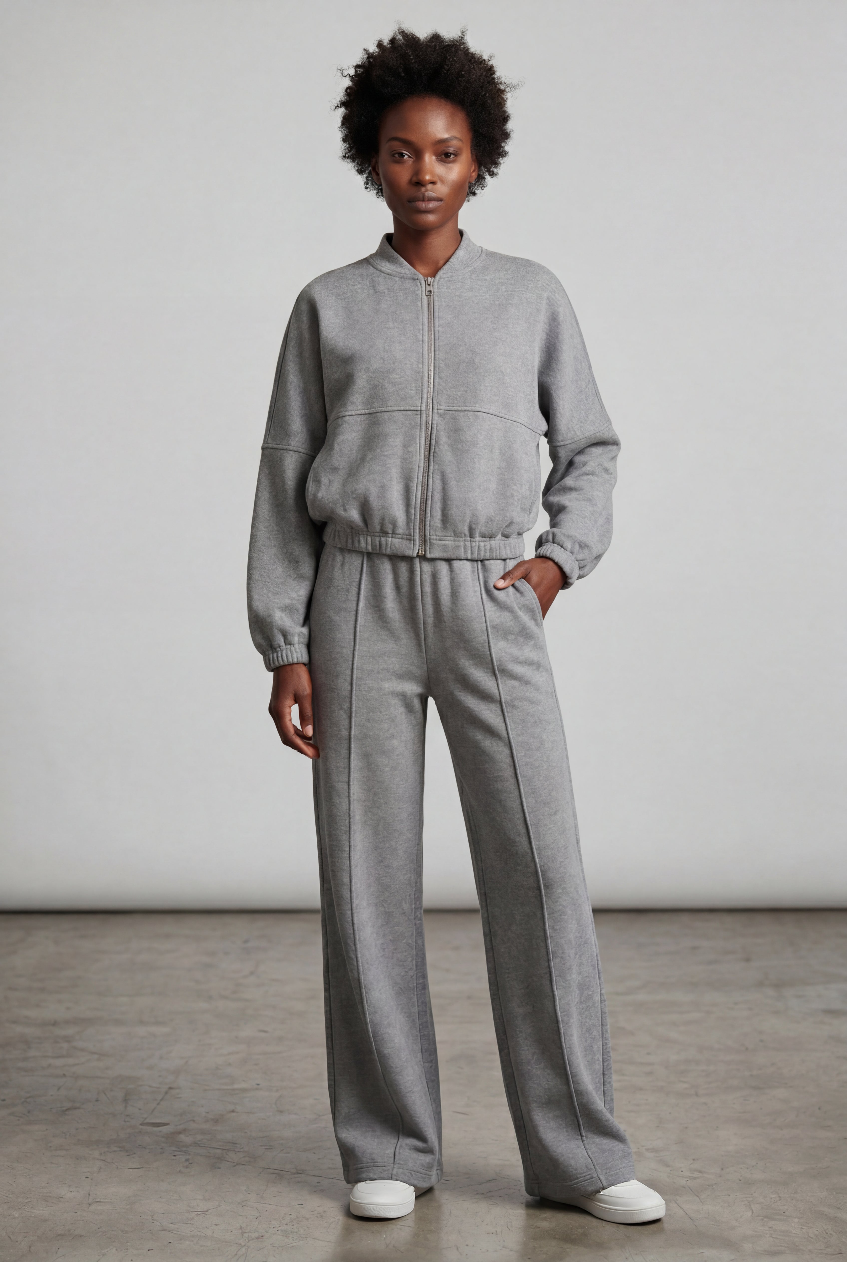 Lucy | Zip-up Bomber Jacket Wide-leg Tracksuit Set