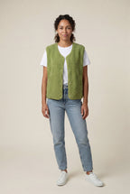 Elcevi | Boxy Snap-button Vest with Contrast Edge Trim For Women