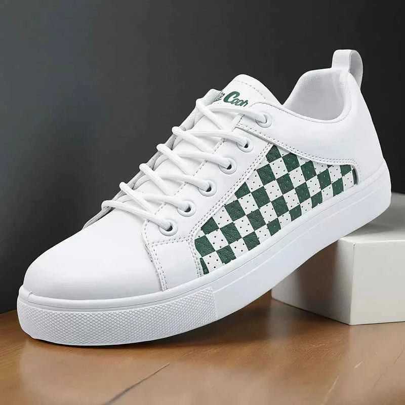 Gio | Checkered Panel Low-top Lace-up Sneakers