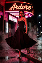 Elcevi | Floral Corset Bodice Midi Dress with Spaghetti Straps For Women