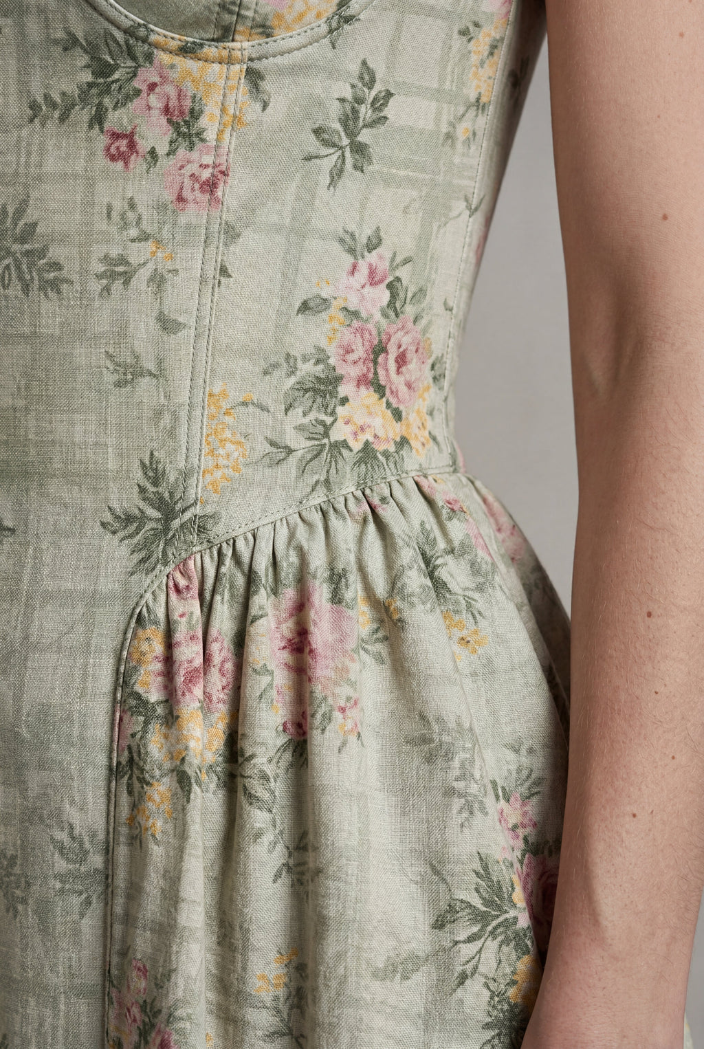 Elcevi | Floral Corset Bodice Midi Dress with Spaghetti Straps For Women