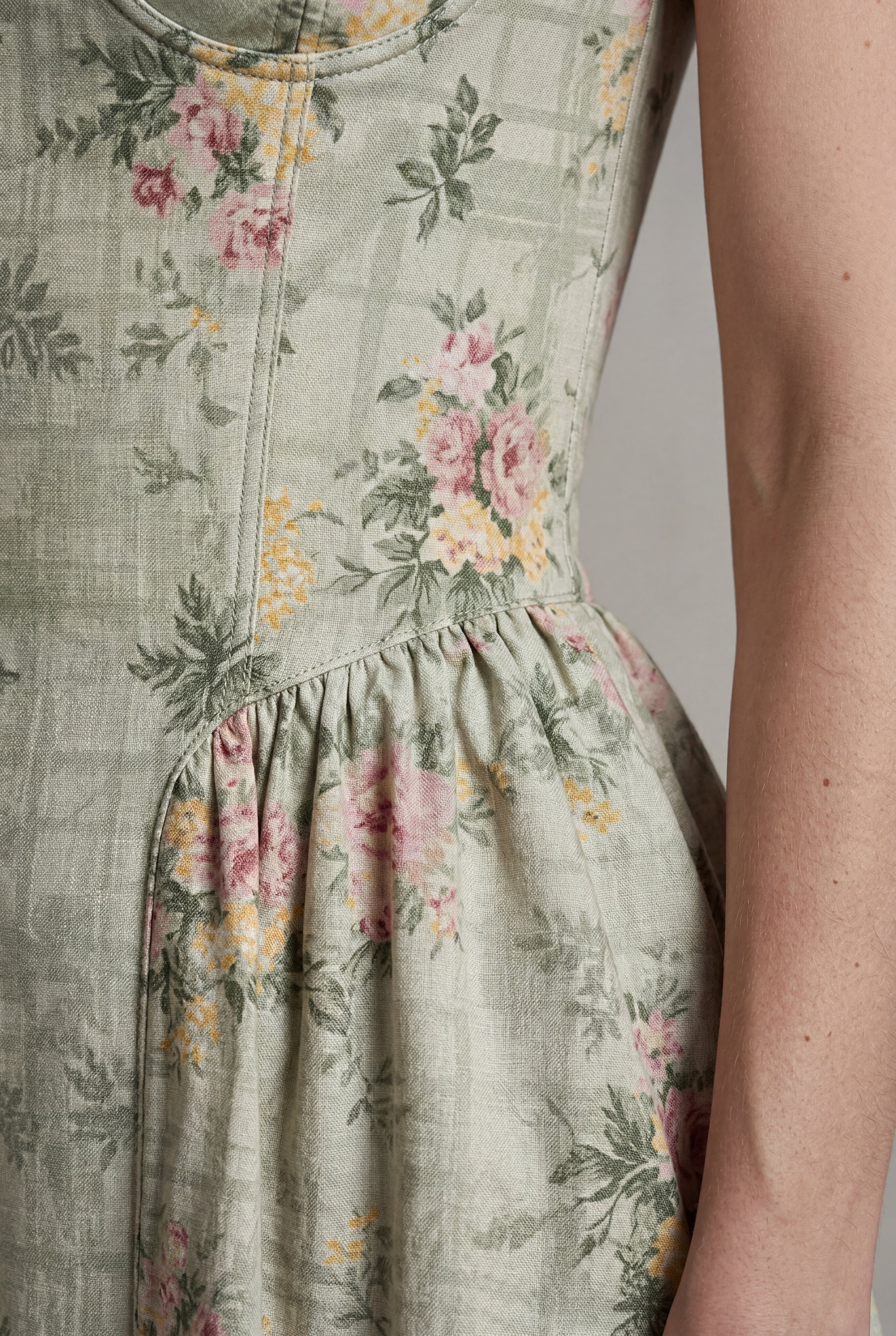 Elcevi | Floral Corset Bodice Midi Dress with Spaghetti Straps For Women
