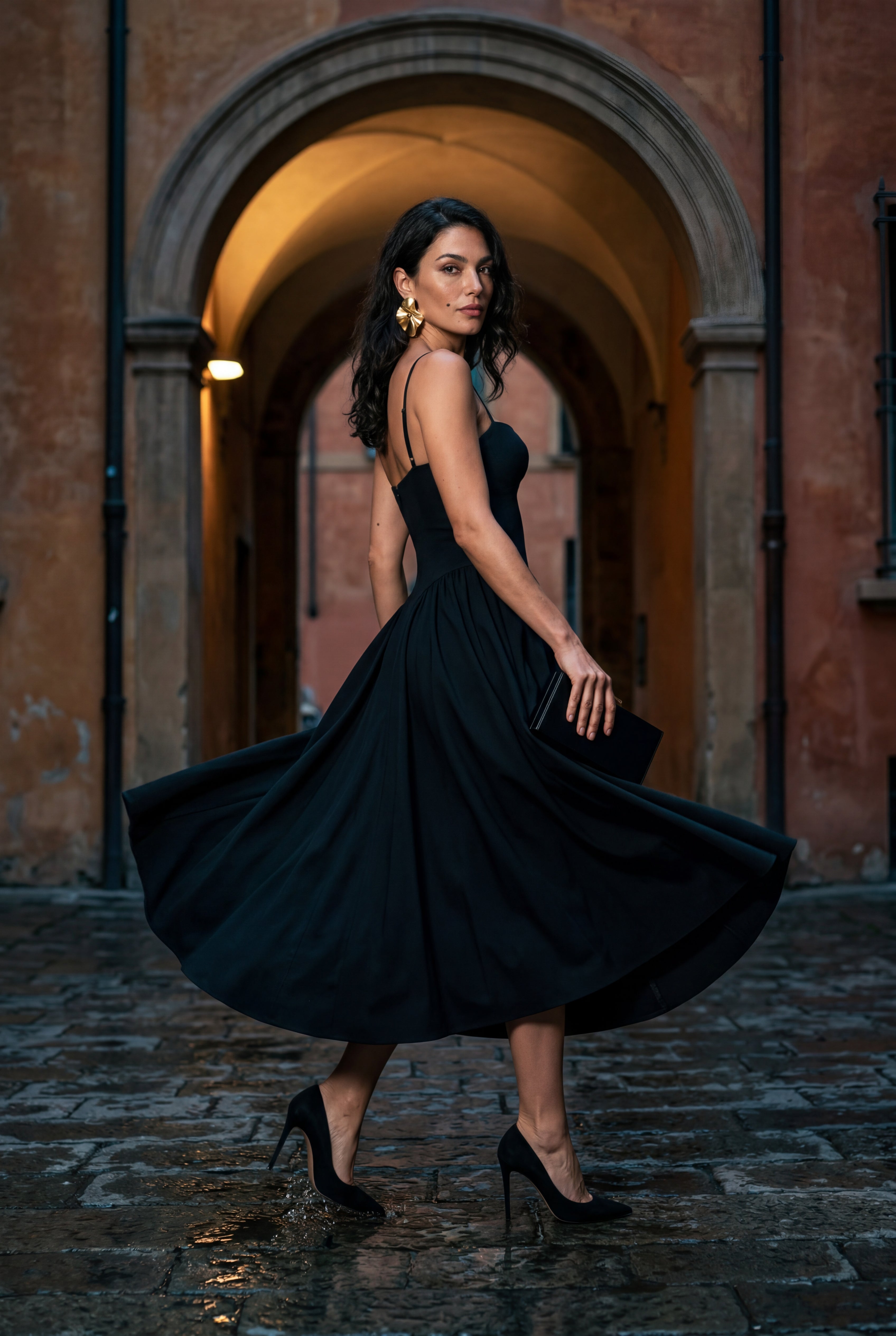 Elcevi | Floral Corset Bodice Midi Dress with Spaghetti Straps For Women