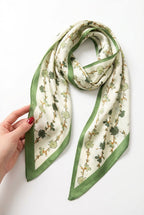 Lisa | Floral Print Square Scarf with Contrast Border