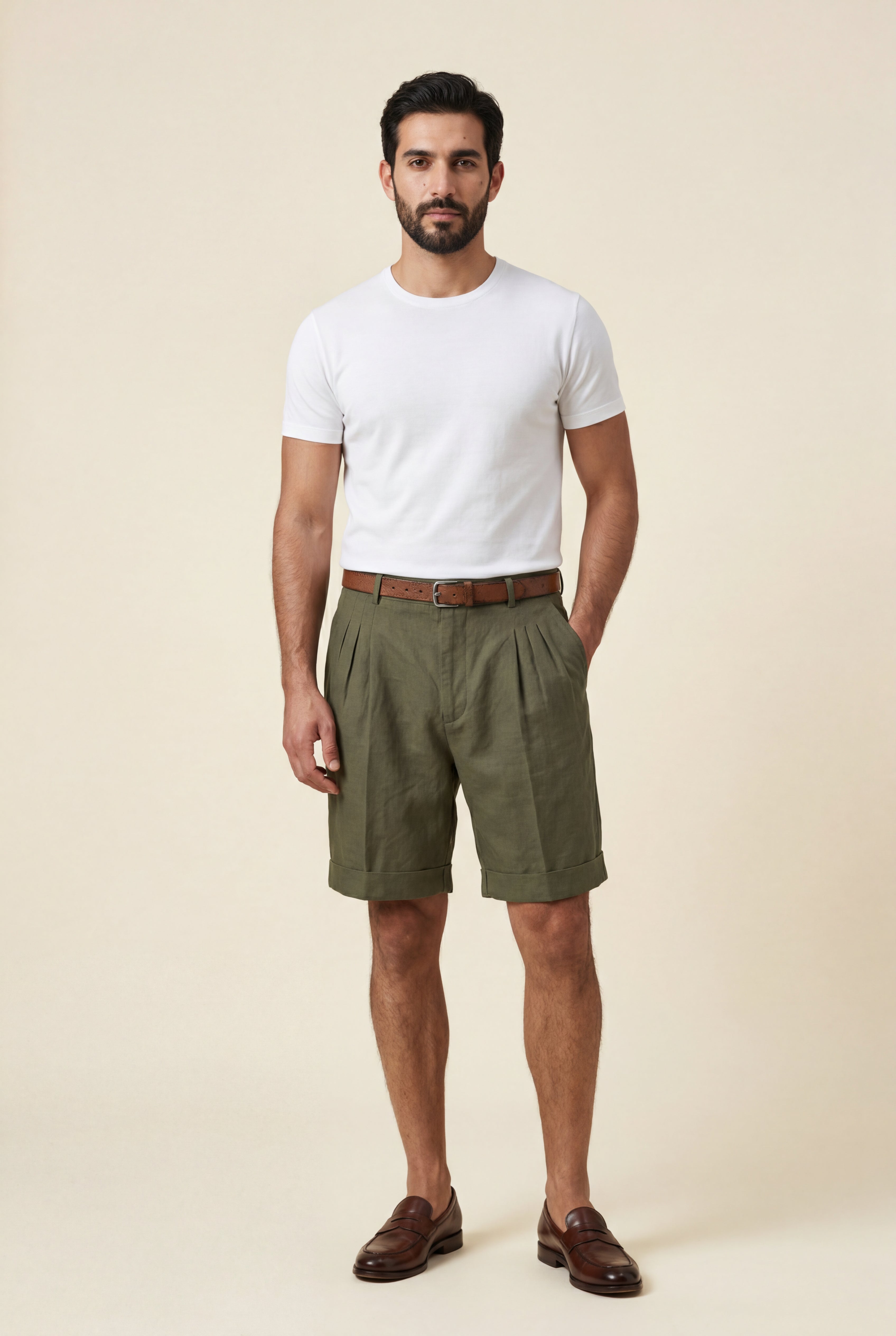 Gio | Men's Pleated Front Tailored Above-Knee Shorts