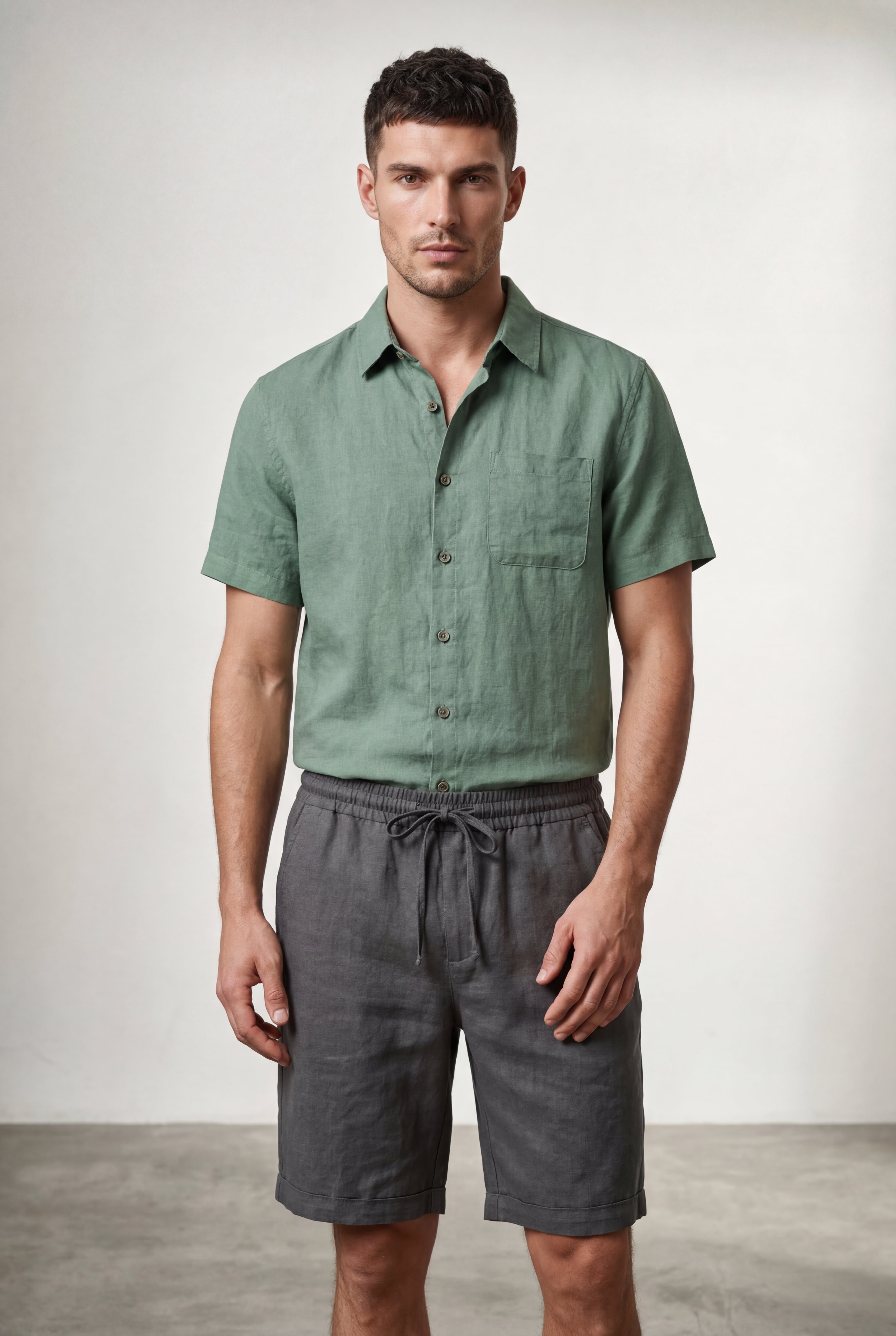 Liam | Relaxed Fit Above Knee Drawstring Shorts